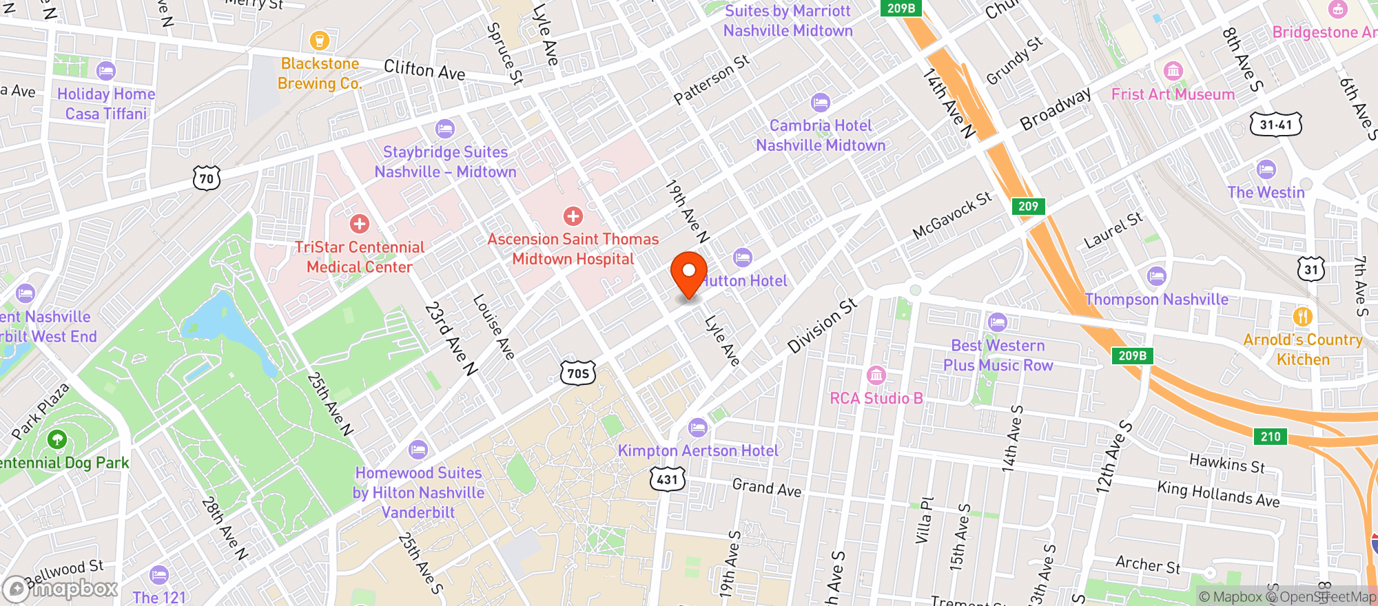 Map showing Amerigo's West End