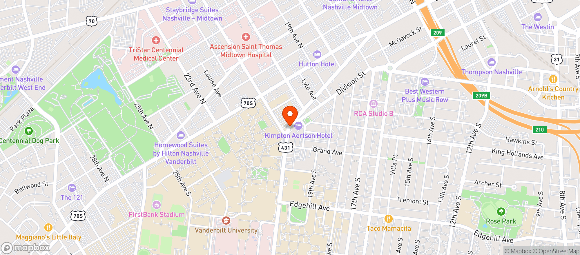 Map showing Kimpton Aertson Hotel