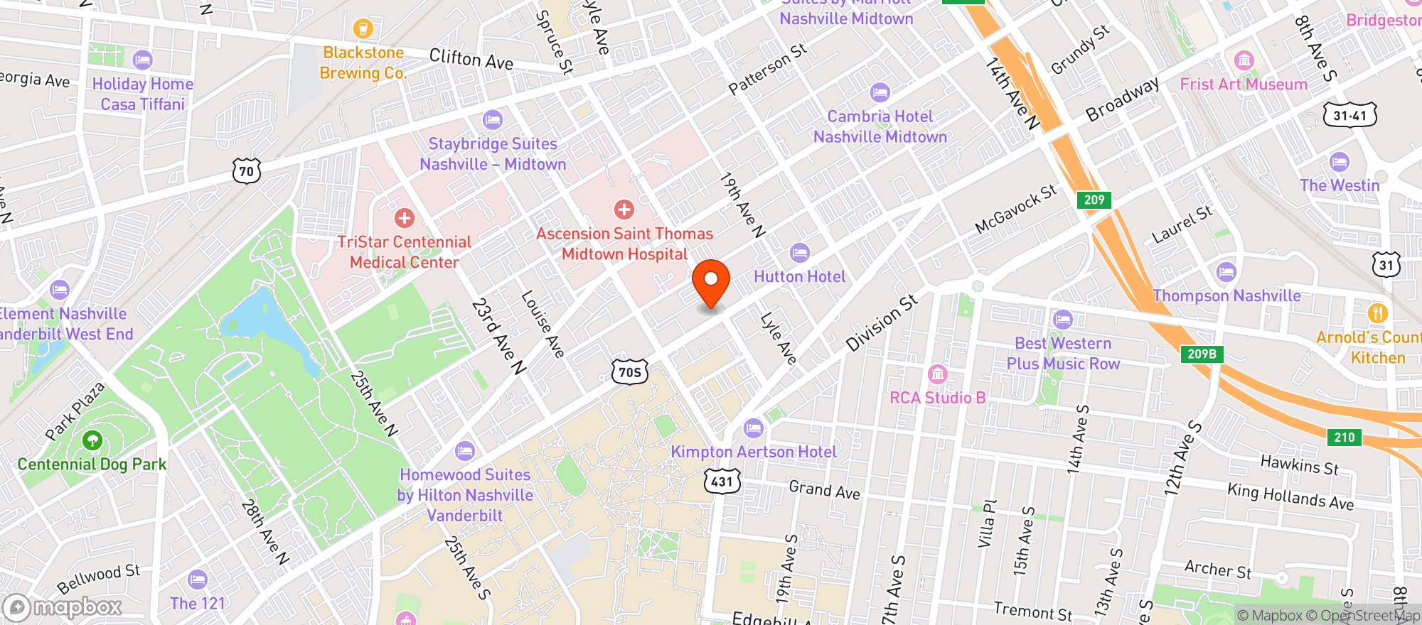 Map showing Graduate Nashville