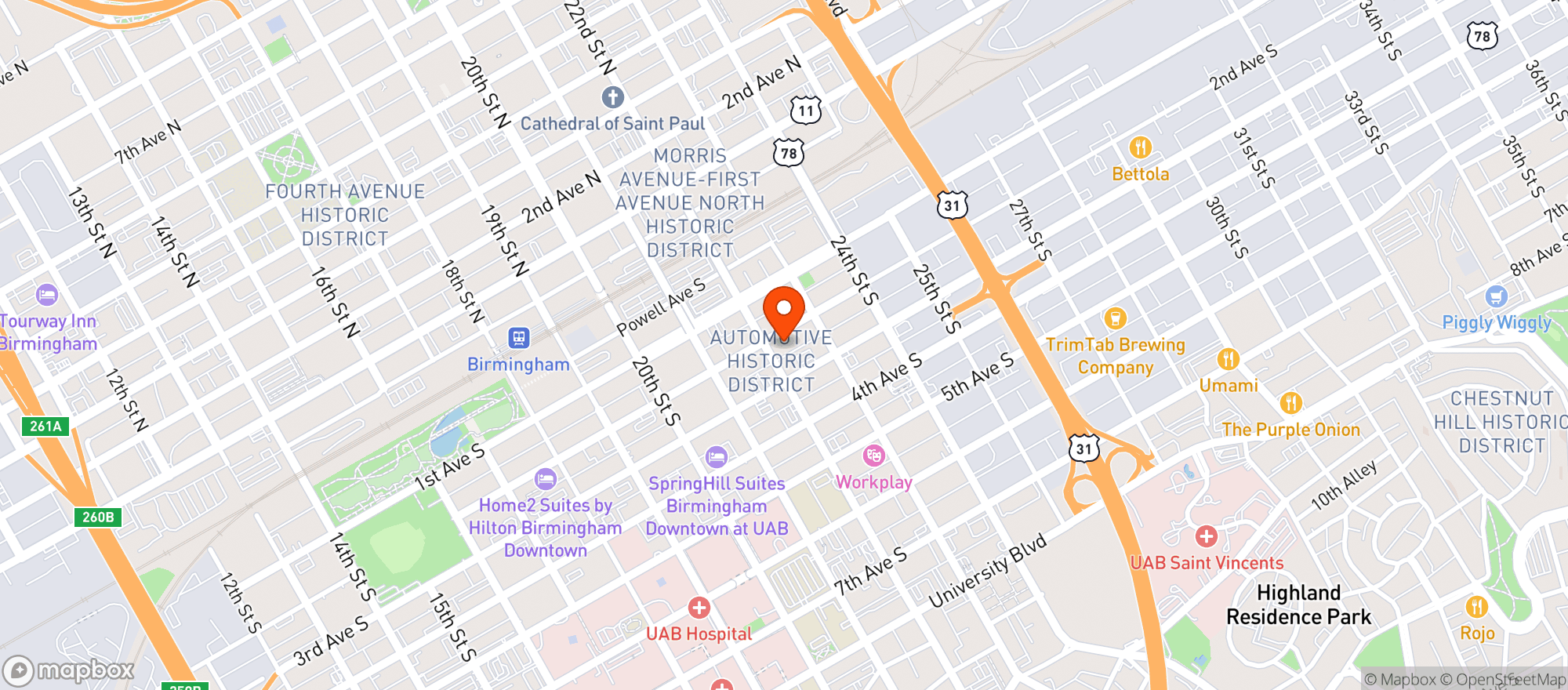 Map showing Birmingham District Brewing Company