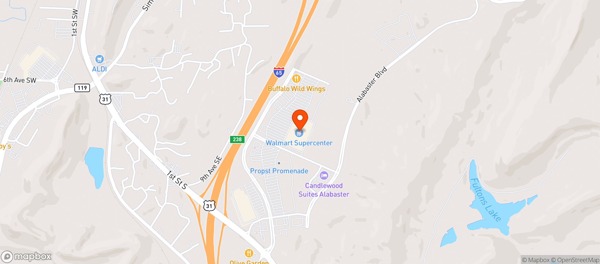 Map showing WALMART SUPERCENTER