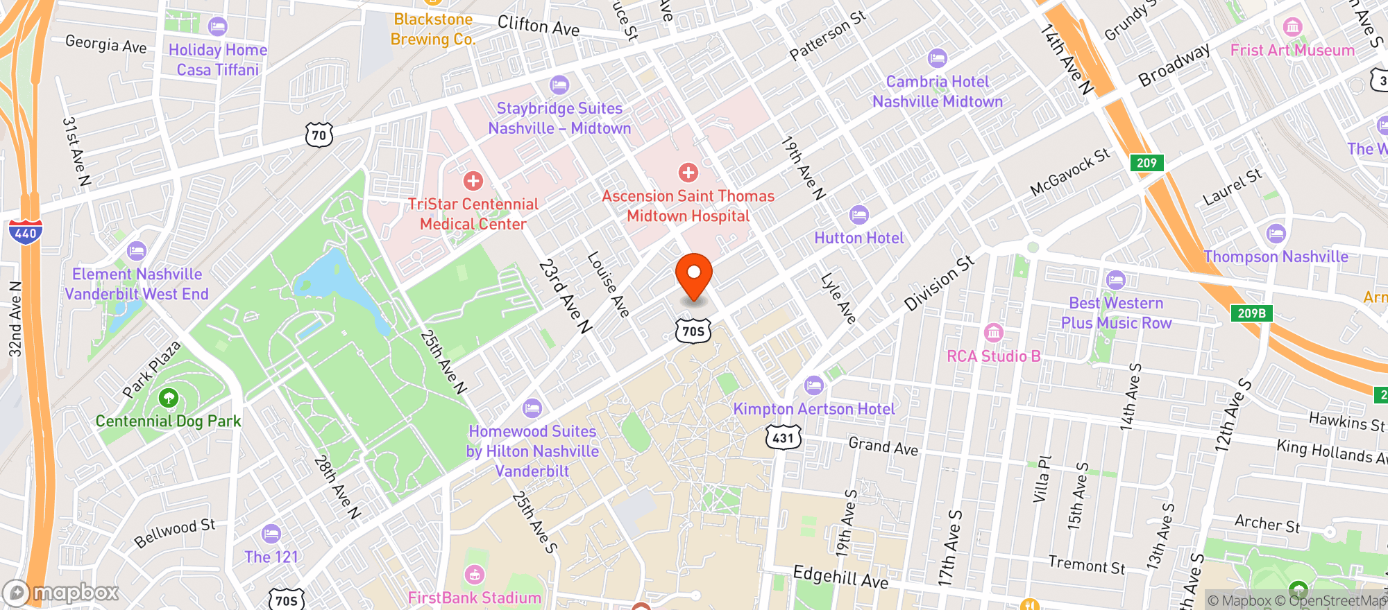 Map showing Loews Vanderbilt Plaza Ho