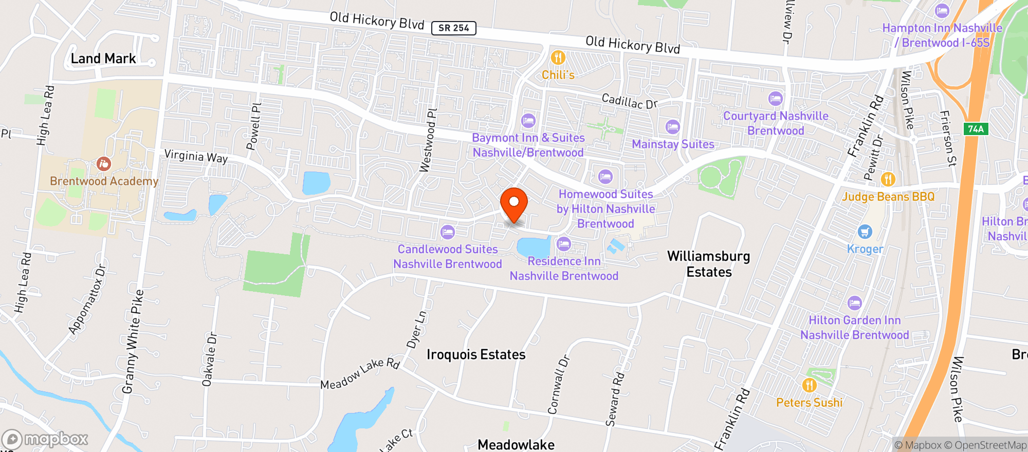 Map showing Jeffersons Restaurant