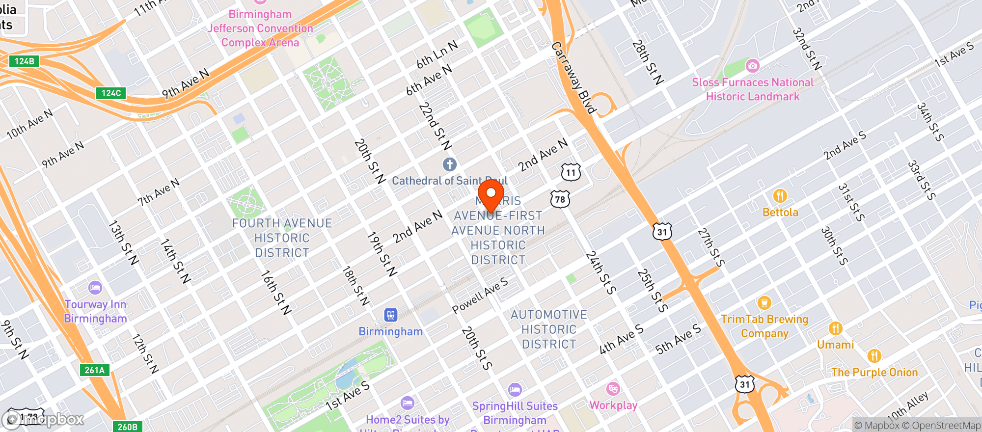 Map showing The Wine Loft