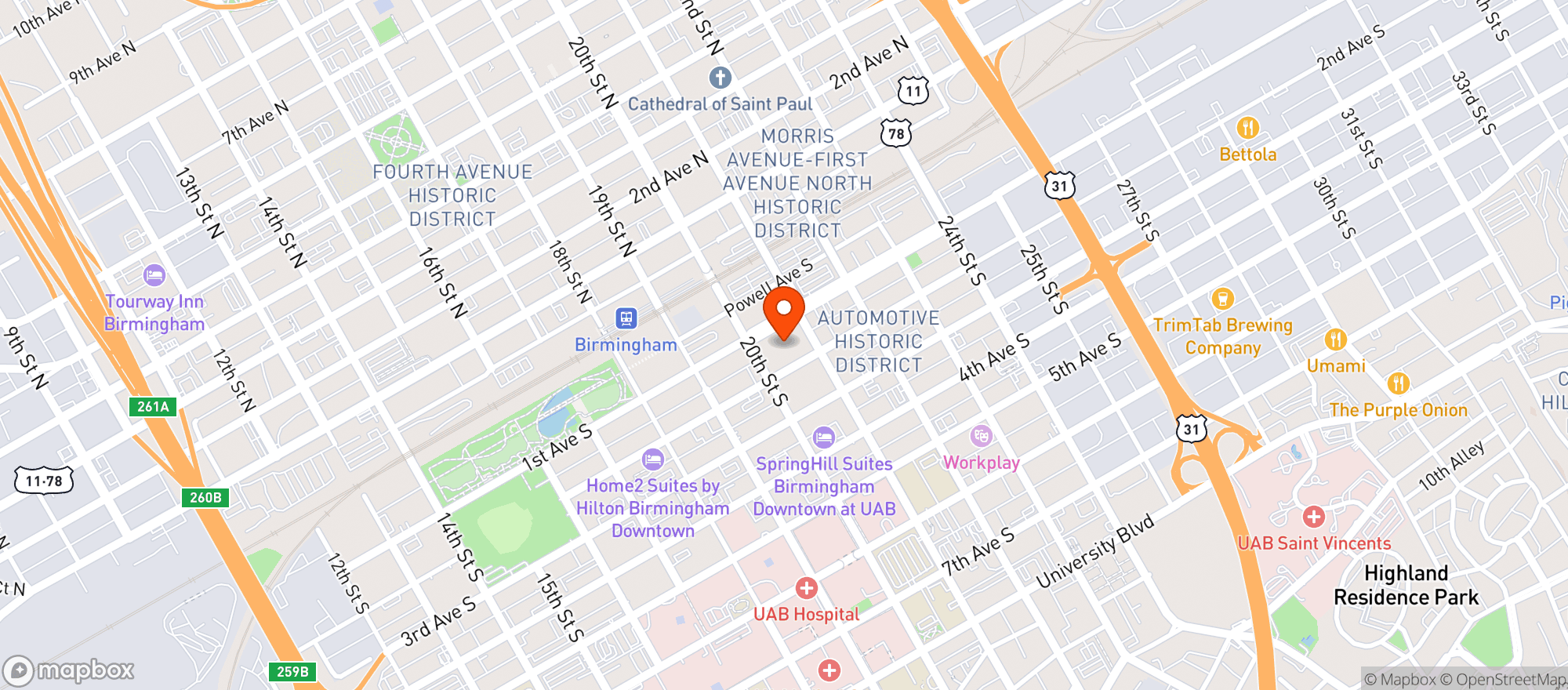 Map showing Highland Package Store