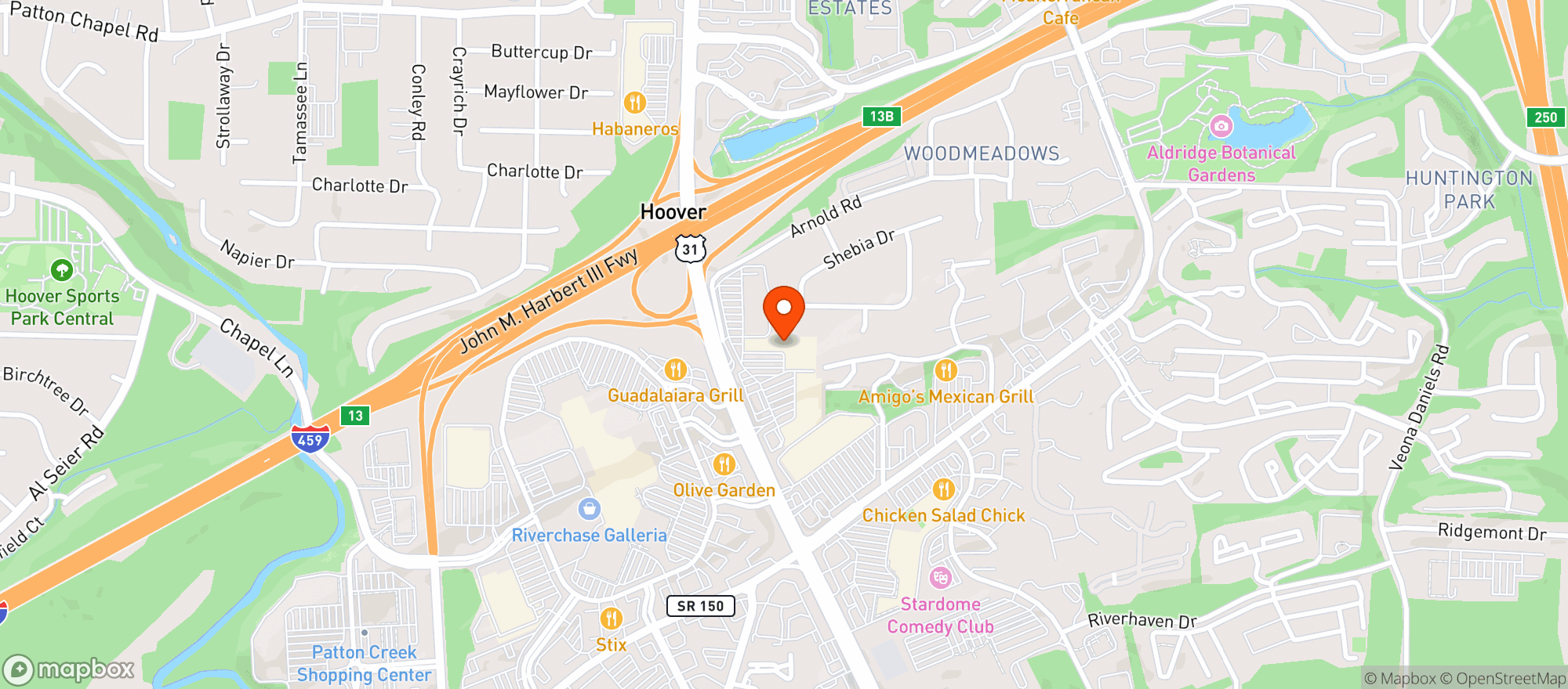 Map showing VITAMIN SHOPPE - HOOVER