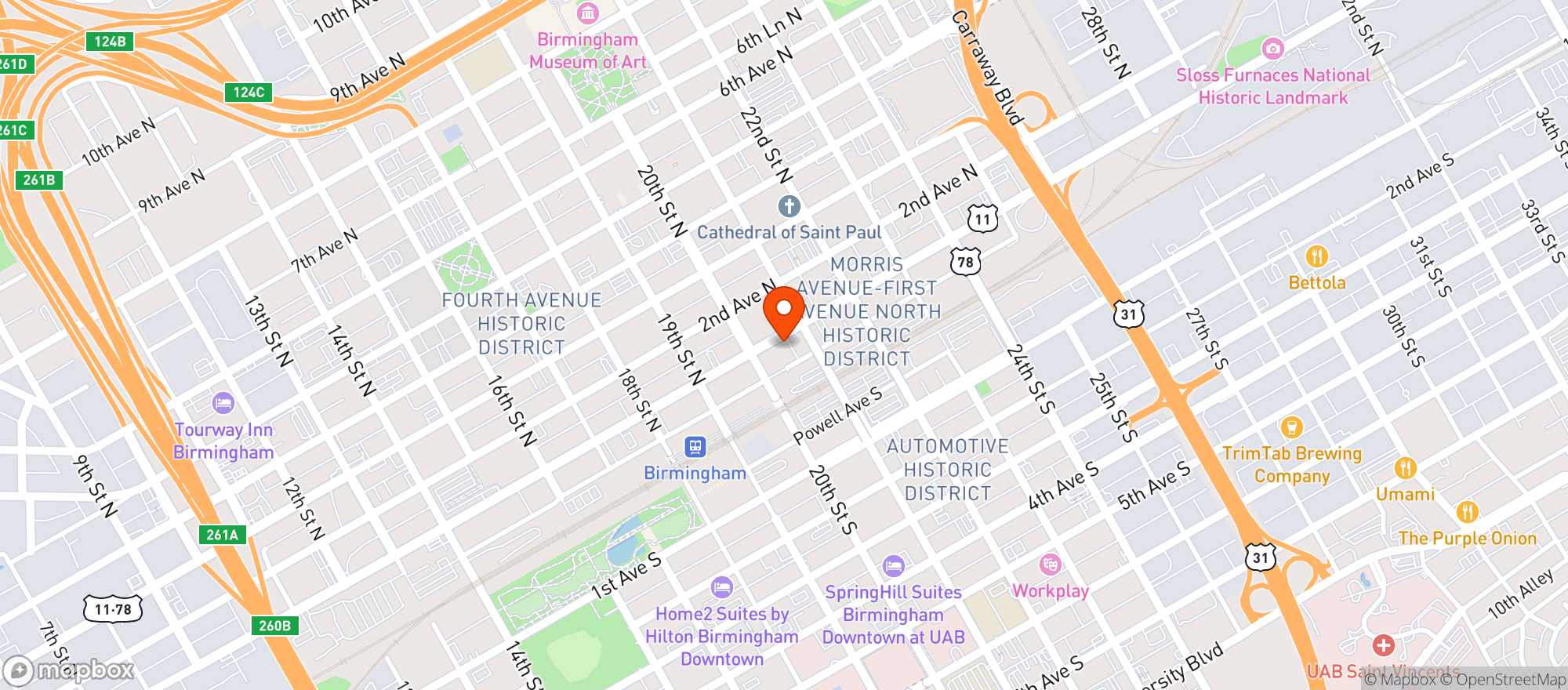 Map showing Pilcrow Cocktail Cellar