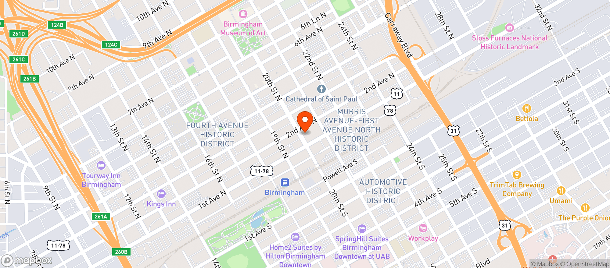 Map showing Cafe Dupont