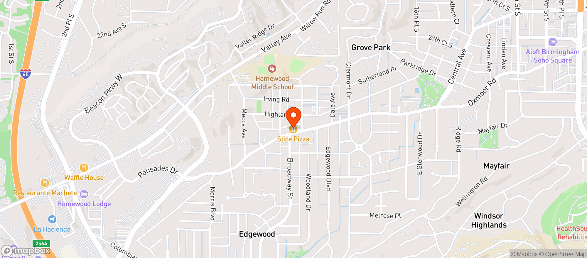 Map showing Slice Pizza & Brew