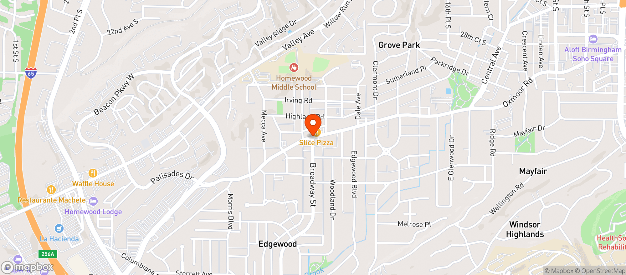 Map showing Saws Bbq