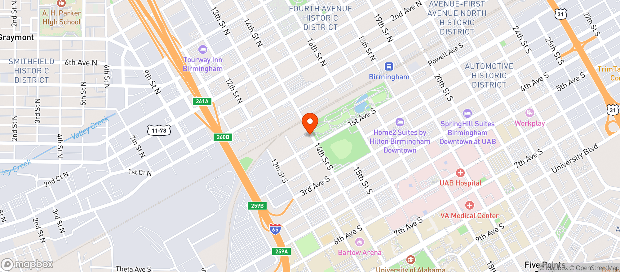 Map showing Tasty Town