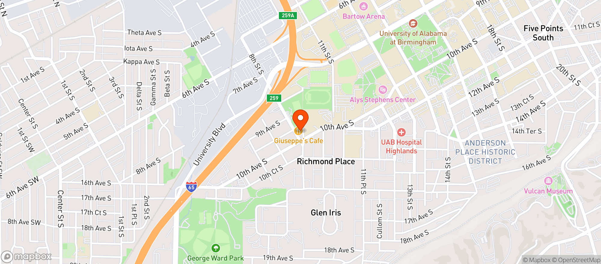 Map showing Club South