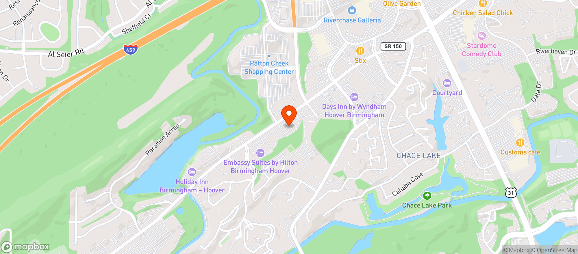 Map showing Hyatt Place Birmingham/hoover