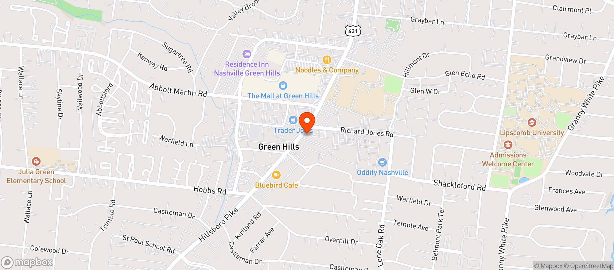 Map showing True Food Kitchen