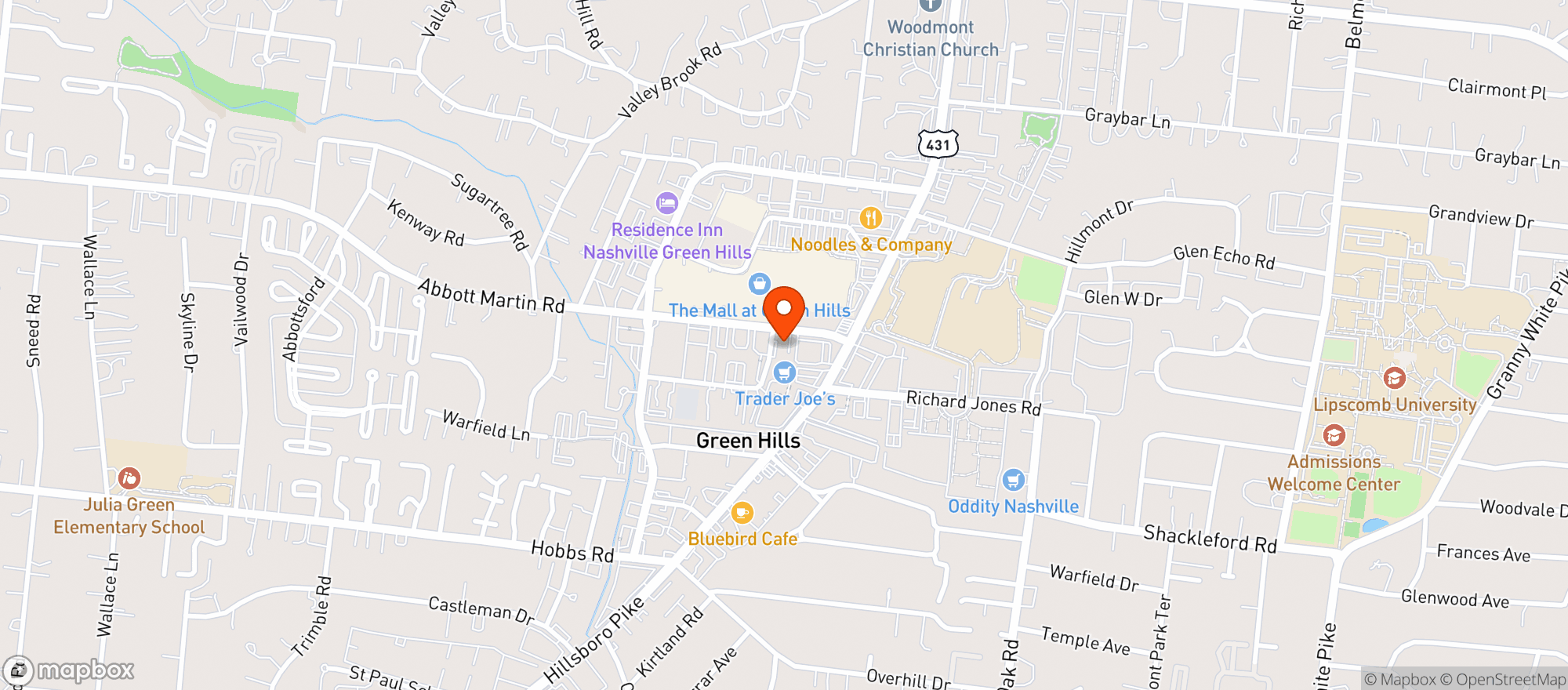 Map showing Green Hills Wine & Liquor