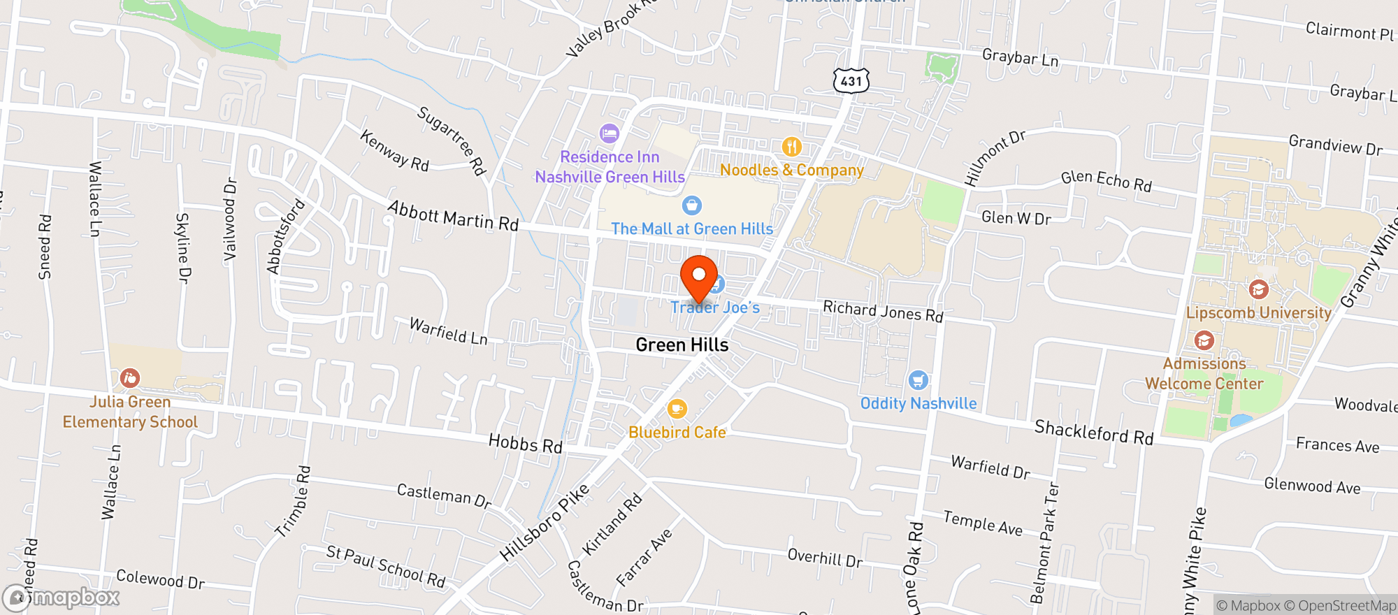 Map showing Jack Brown's - Green Hills