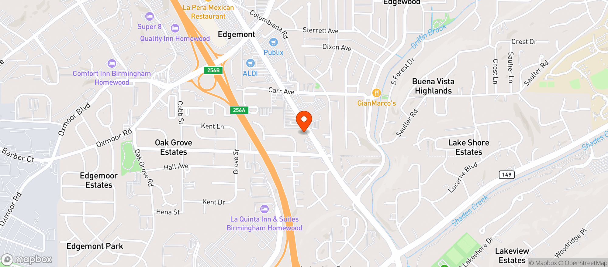 Map showing Greensprings Supermarket