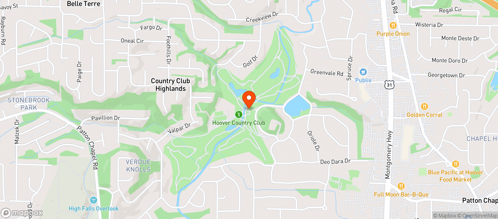 Map showing Hoover Country Club