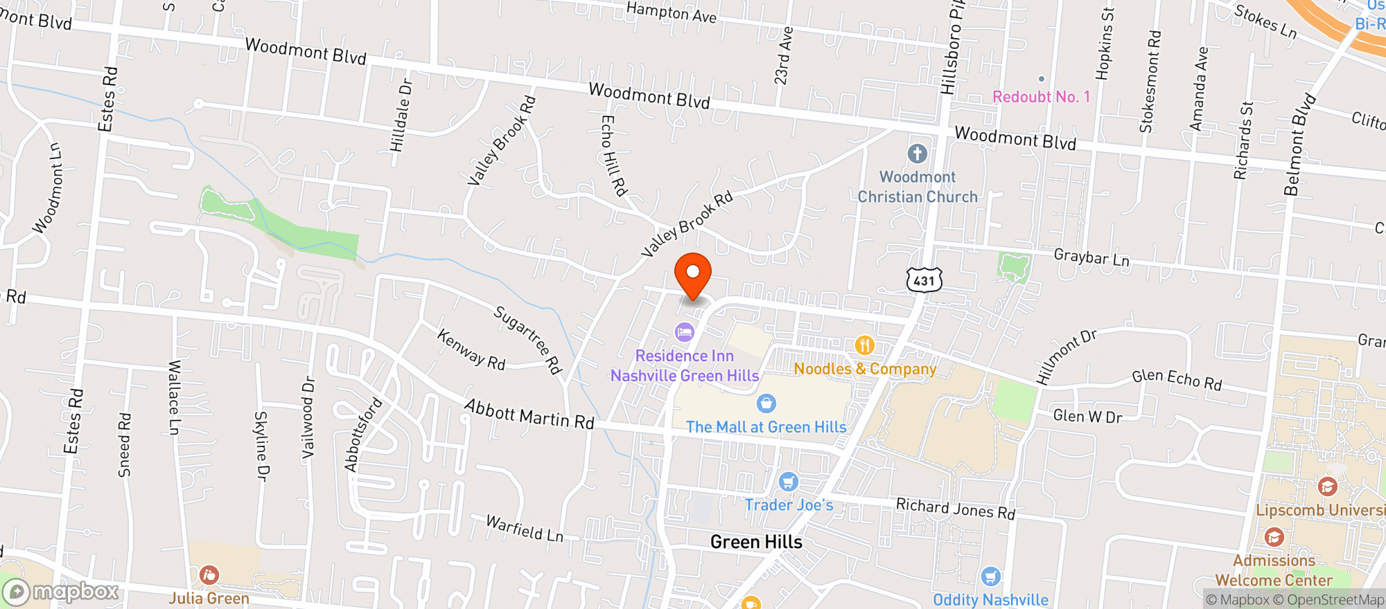 Map showing Hilton Nashville - Green Hills