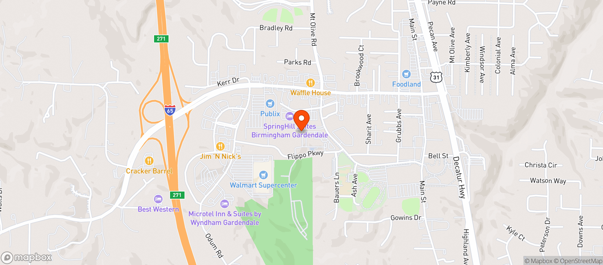Map showing Buffalo Wild Wings Grill & Bar