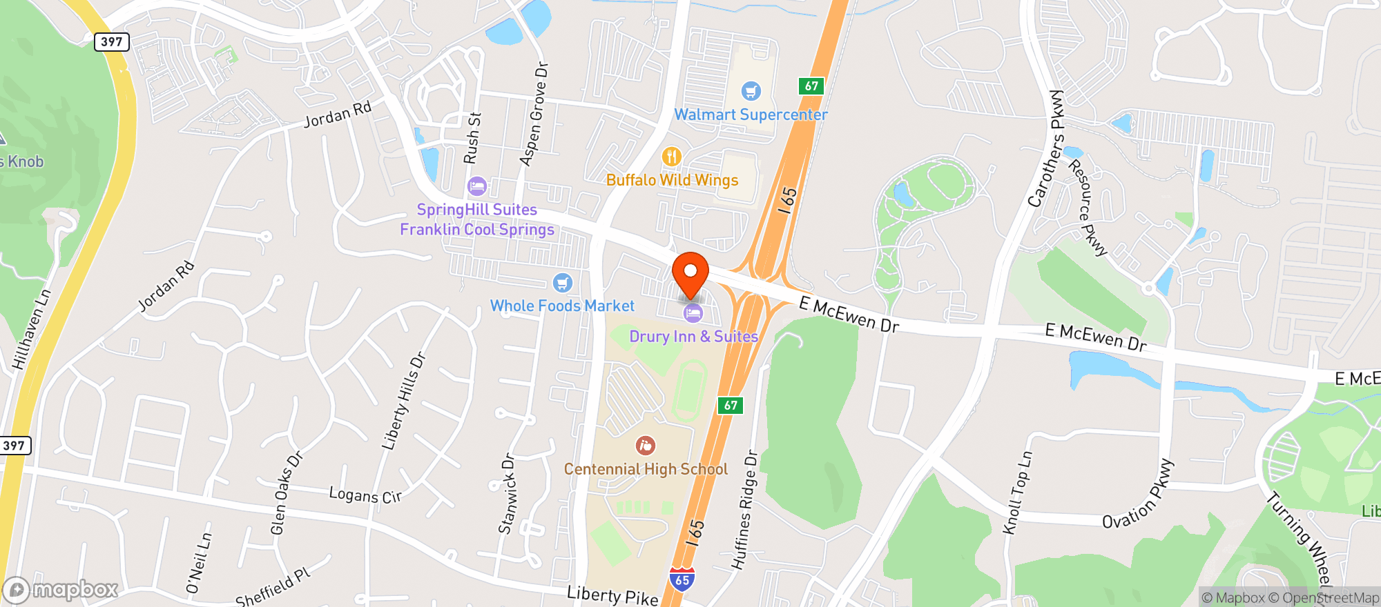 Map showing Buffalo Wild Wings