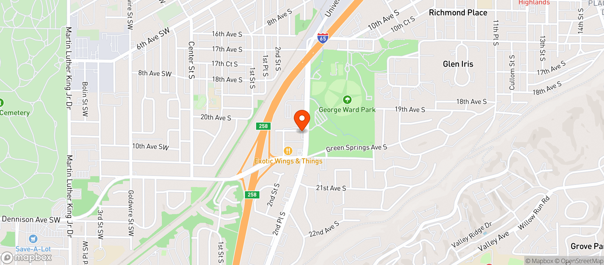 Map showing Med Center Amoco