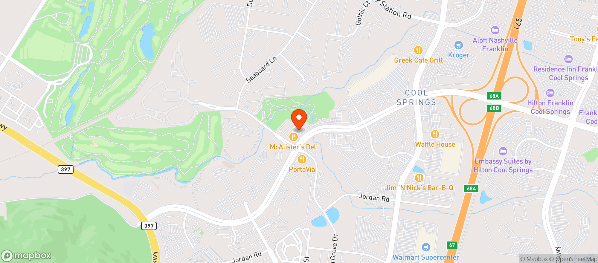 Map showing Burger Up (Franklin)