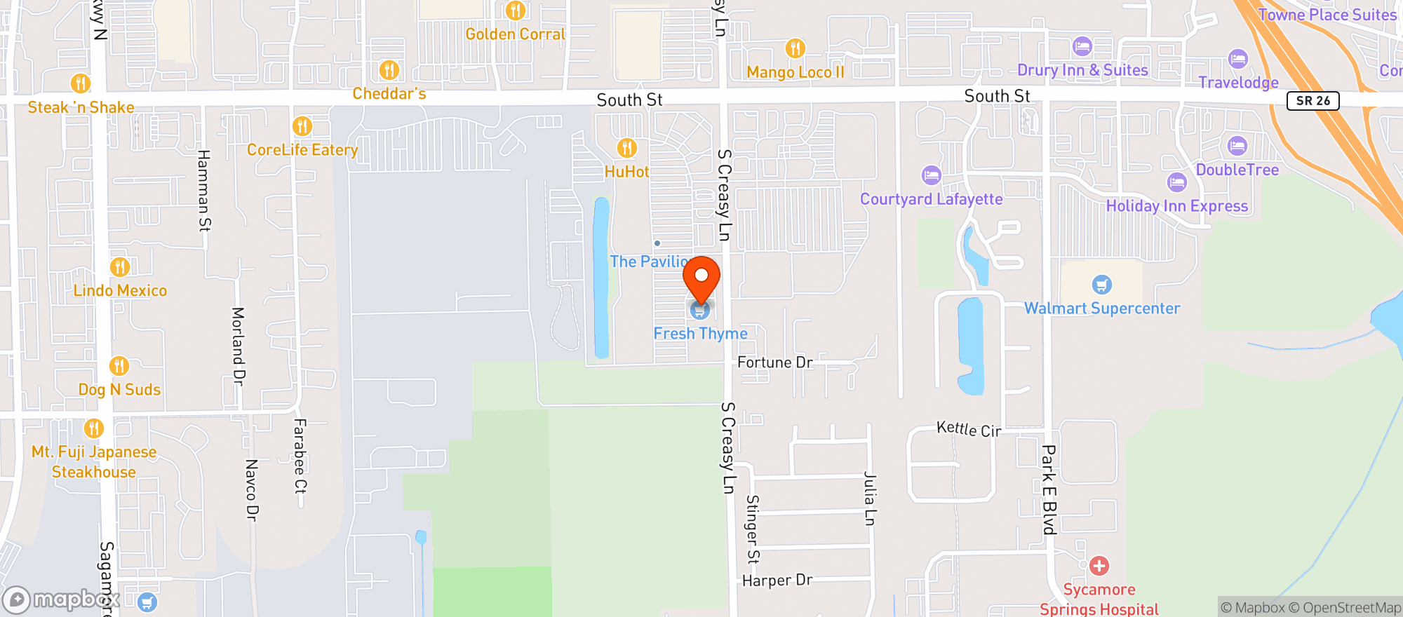Map showing Fresh Thyme Farmers Market