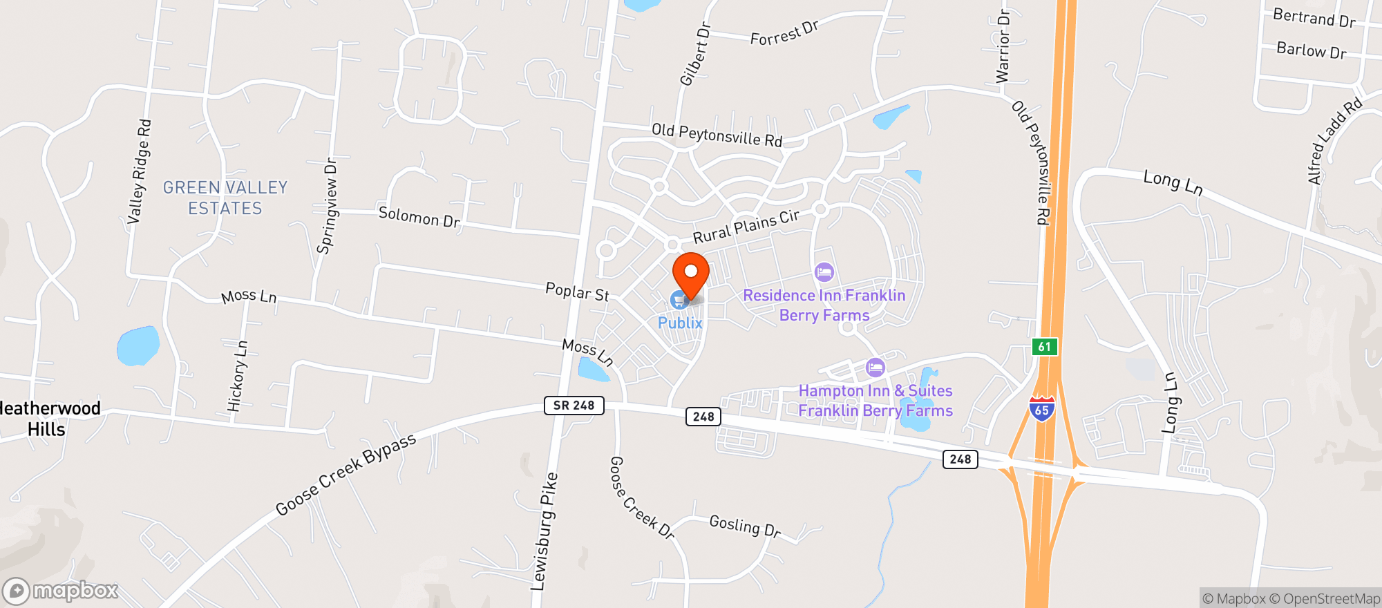 Map showing Publix Super Market