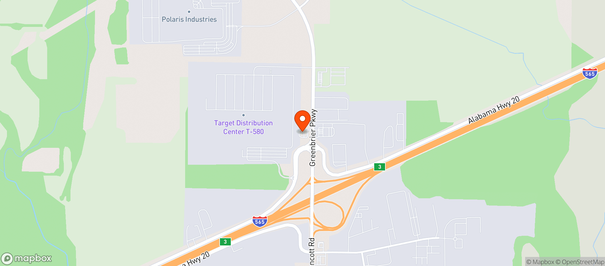 Map showing GREENBRIER EXPRESS