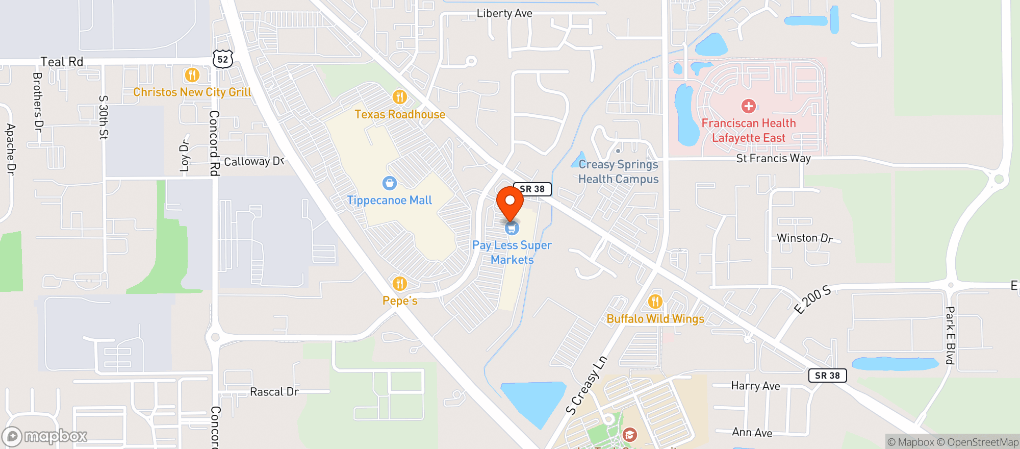 Map showing Payless Super Market