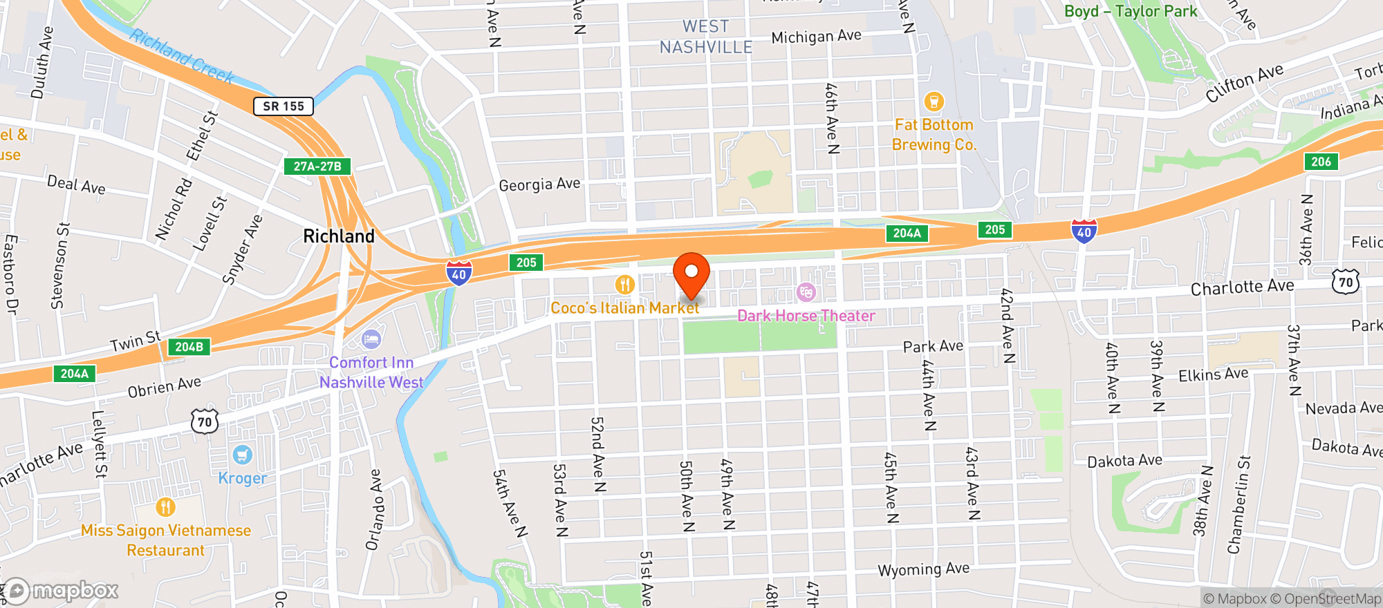 Map showing Streetcar Taps And Garden