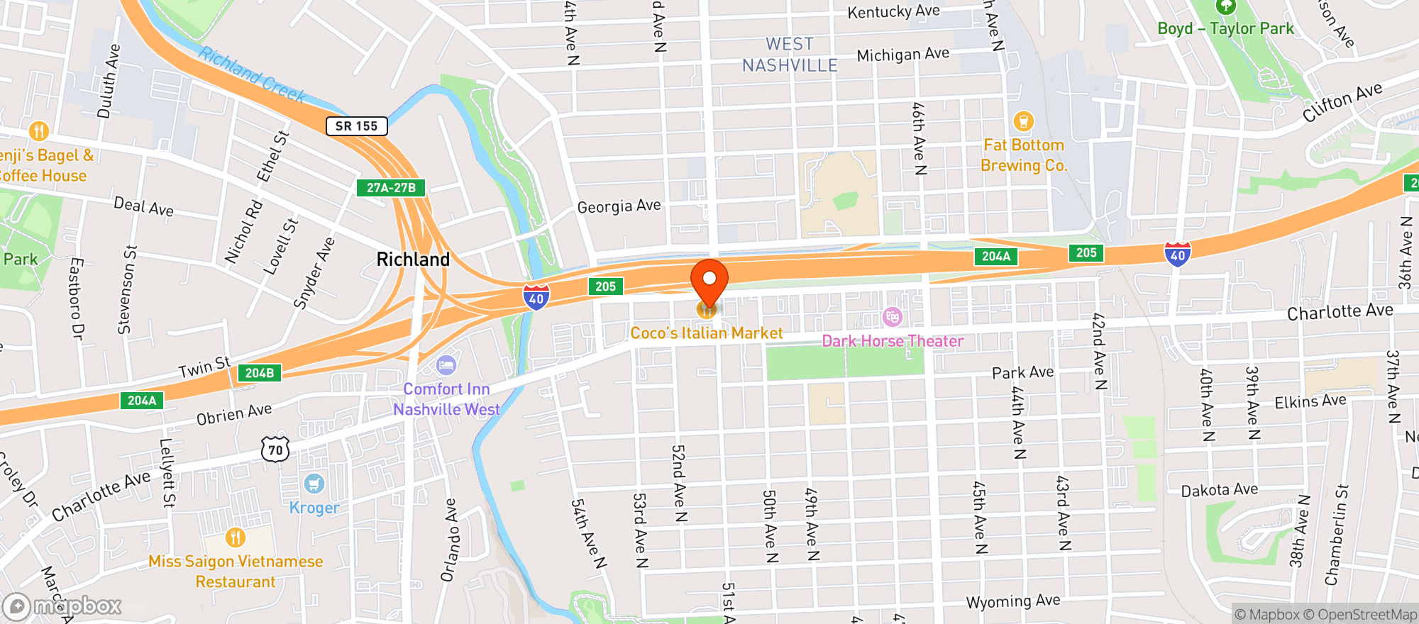 Map showing Cafe Coco's Italian Markt