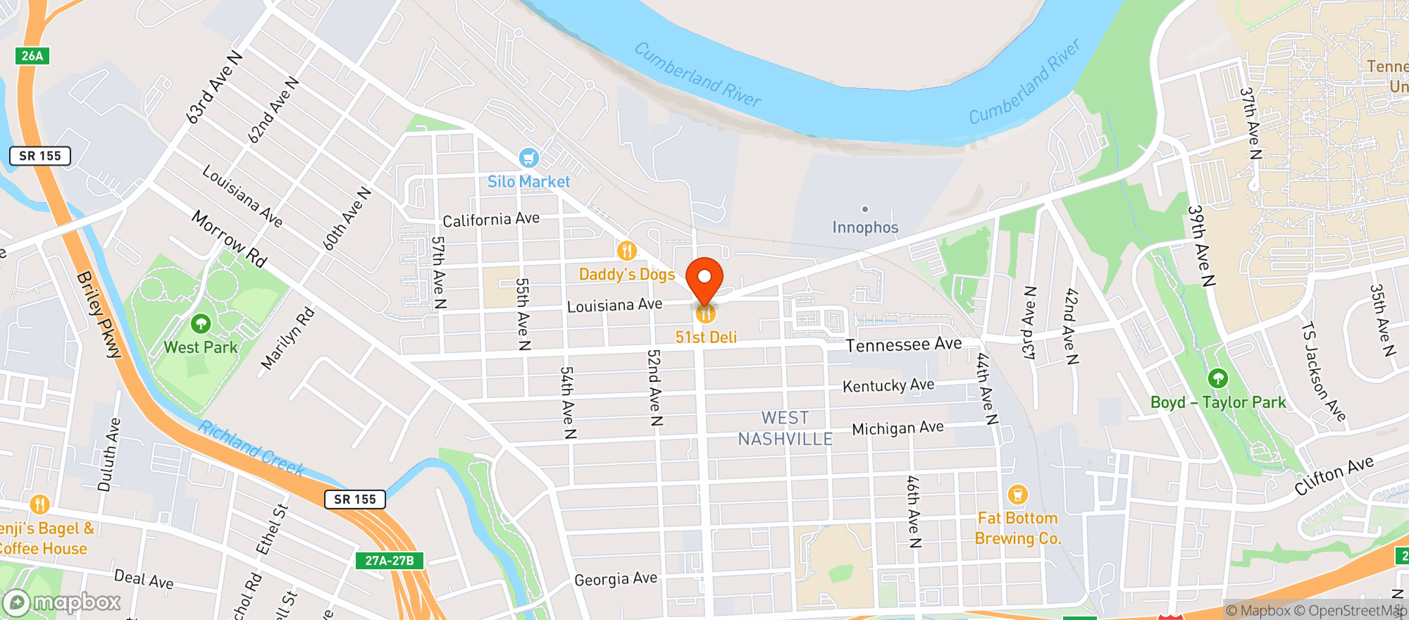 Map showing 51st Deli and Market