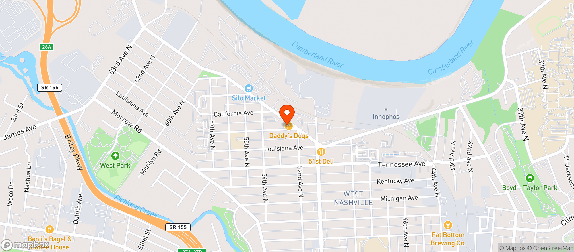 Map showing Daddy's Dog Catering