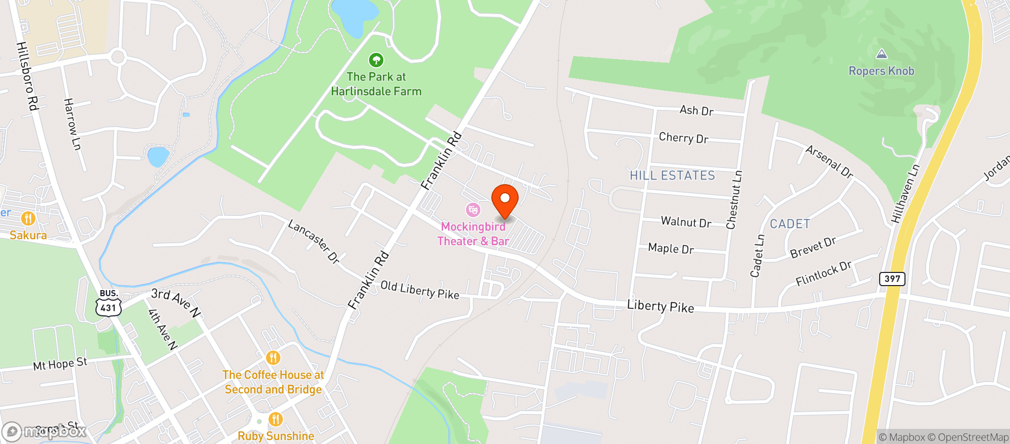 Map showing Mockingbird Theater
