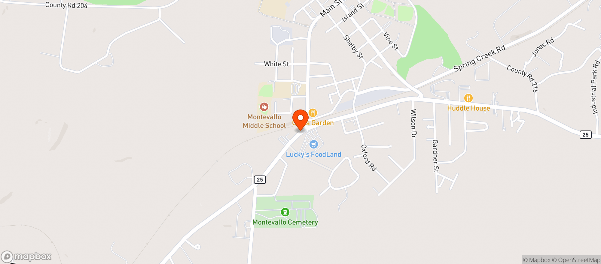 Map showing Luckys Foodland Plus