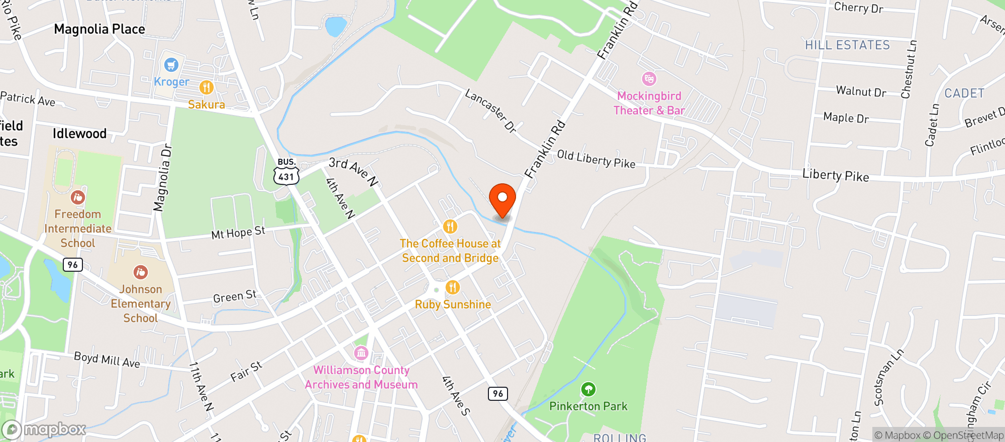 Map showing Puckett'S Boat House