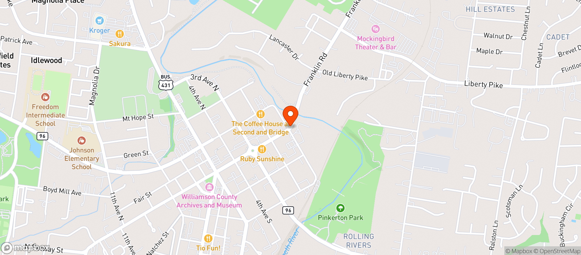 Map showing Franklin Bakehouse & Provision