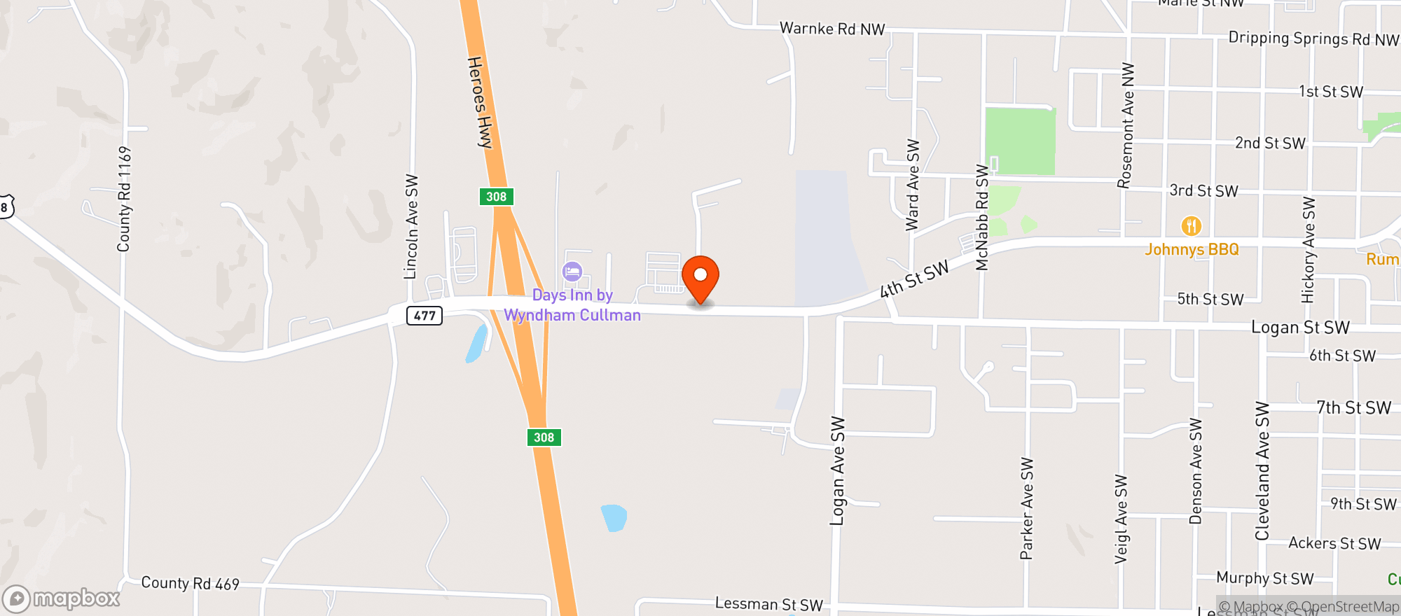 Map showing Quiktrip #7182