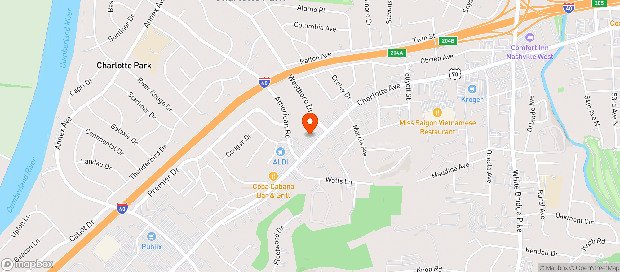 Map showing Charlotte Ave Market