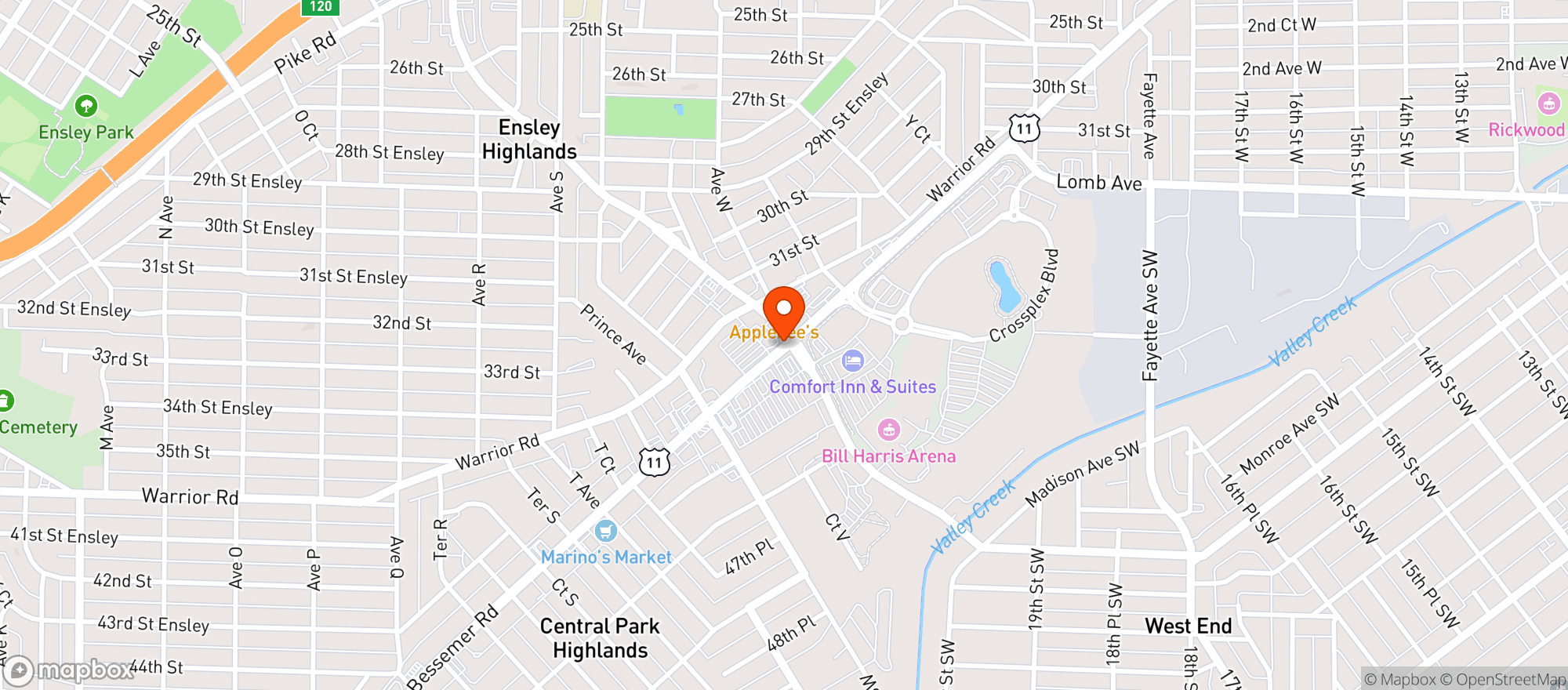 Map showing Five Point West Mobil