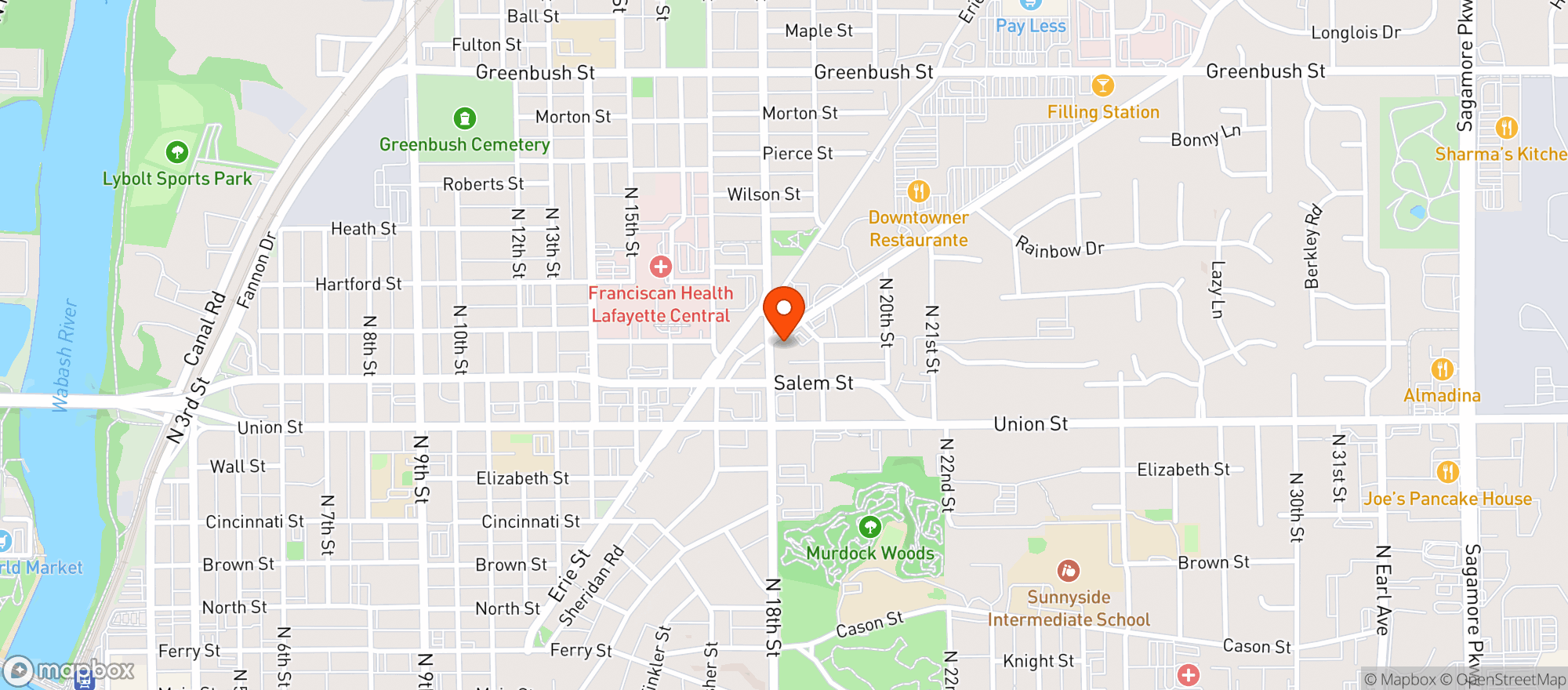 Map showing Elmwood Liquors Central Bill