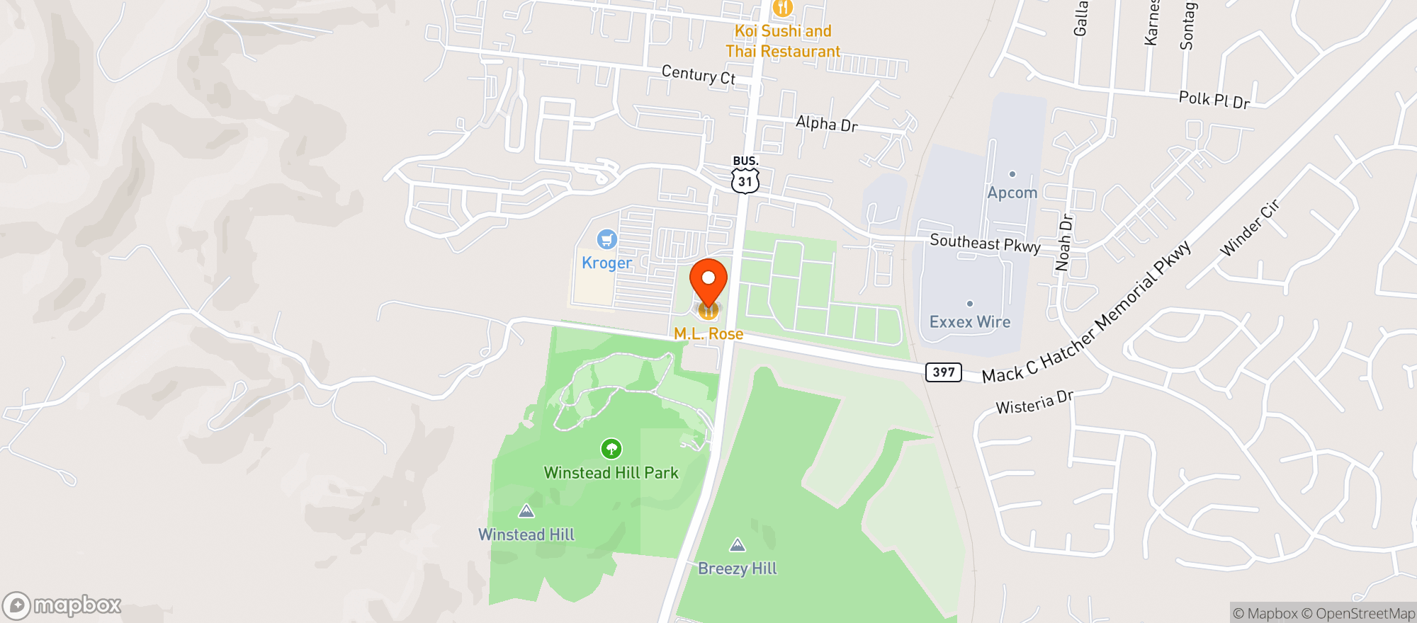 Map showing Ml Rose Craft Beer(Franklin)