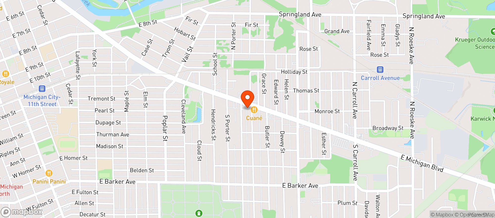Map showing Charleys East Side Liquor