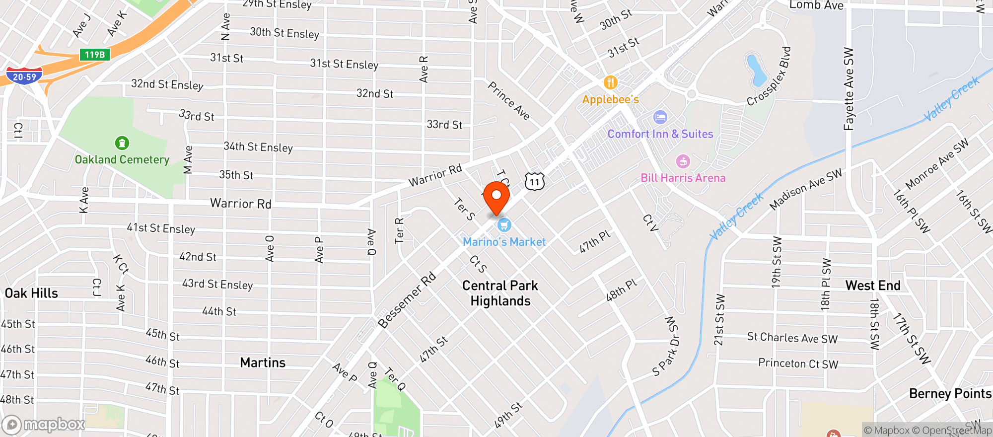 Map showing Marinos Food Center