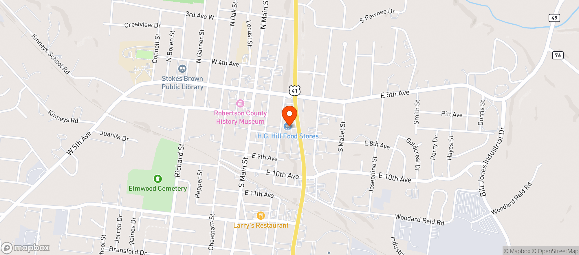 Map showing H G Hill Food Stores