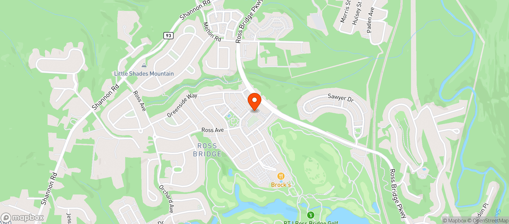 Map showing ROSS BRIDGE GROCERY