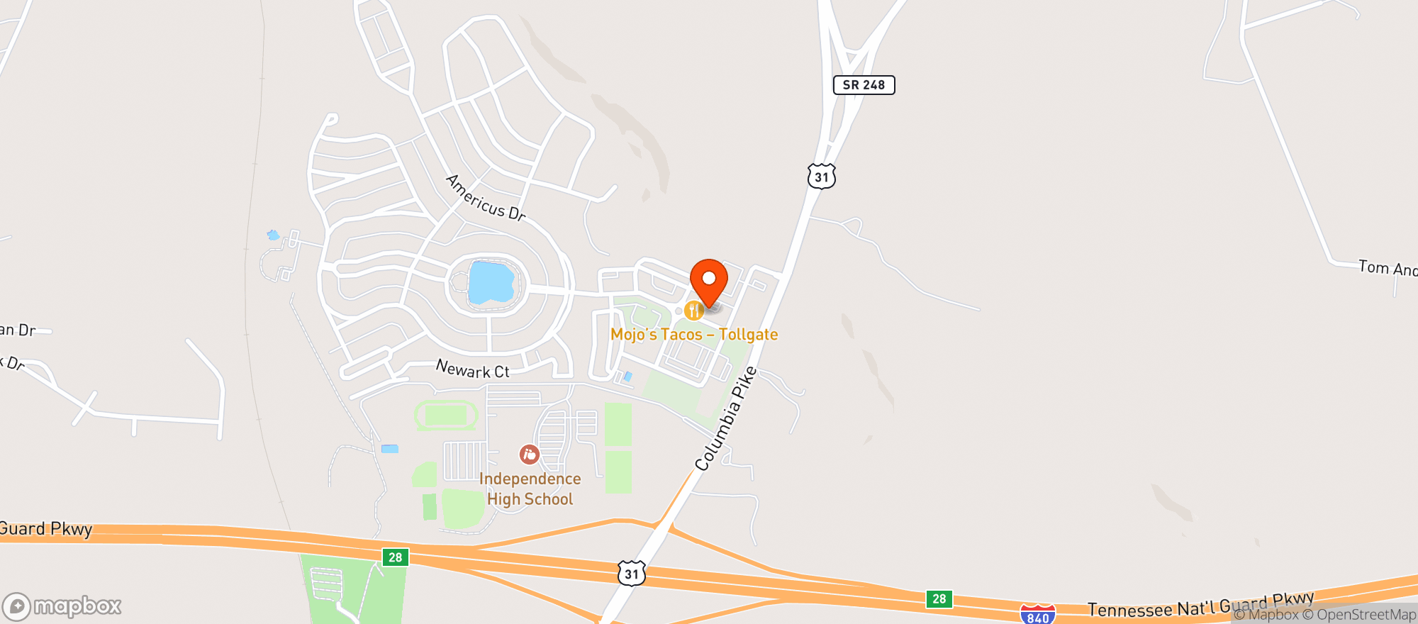 Map showing Tollgate Wine & Spirits