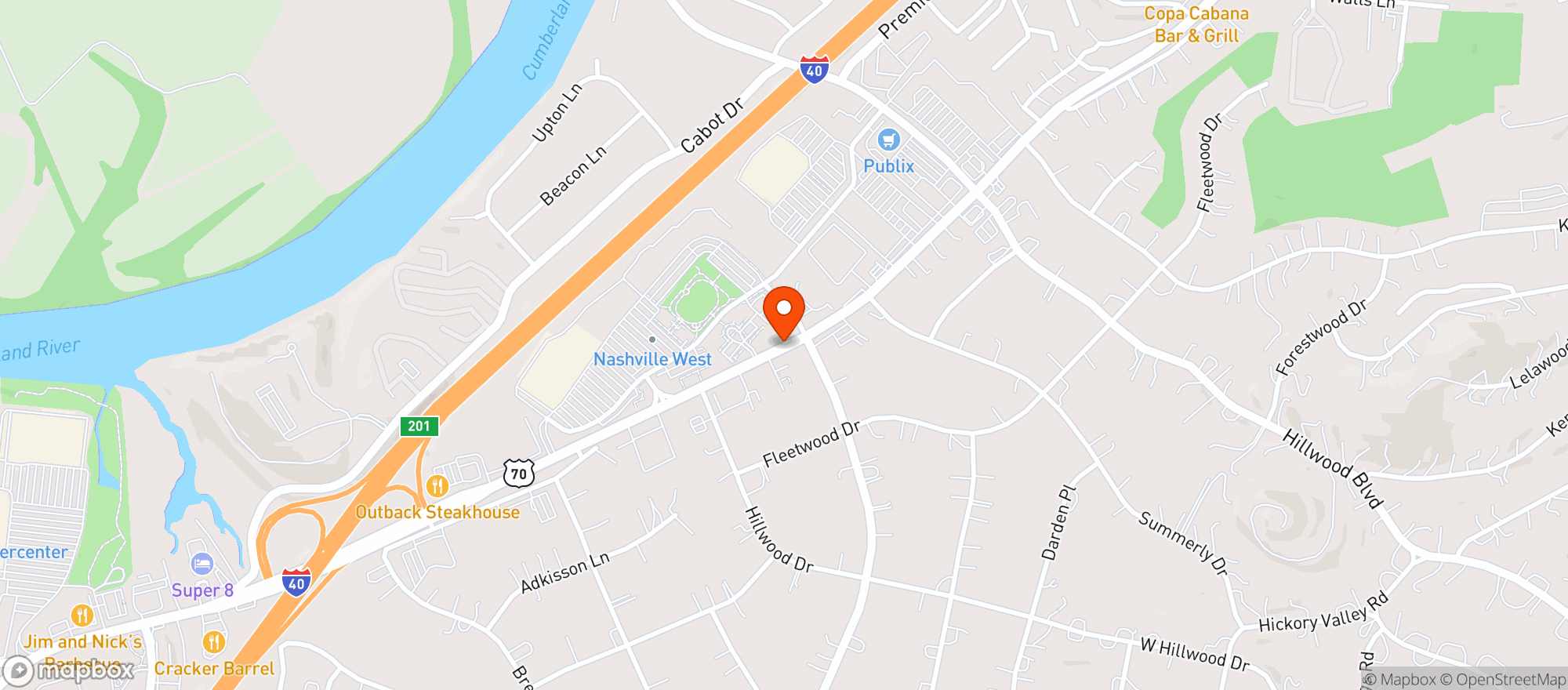 Map showing World Market Nashville West